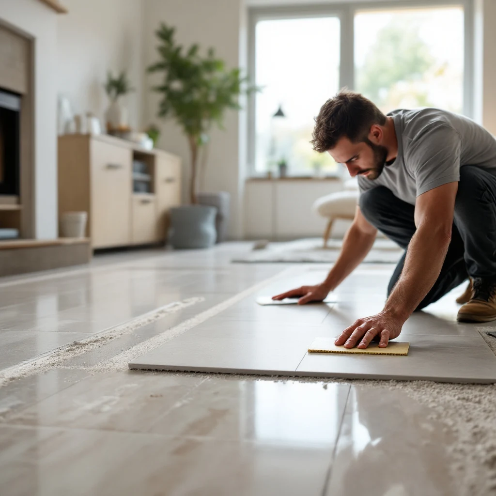 pavimento in parquet rovere spazzolato affiancato a soglia in gres